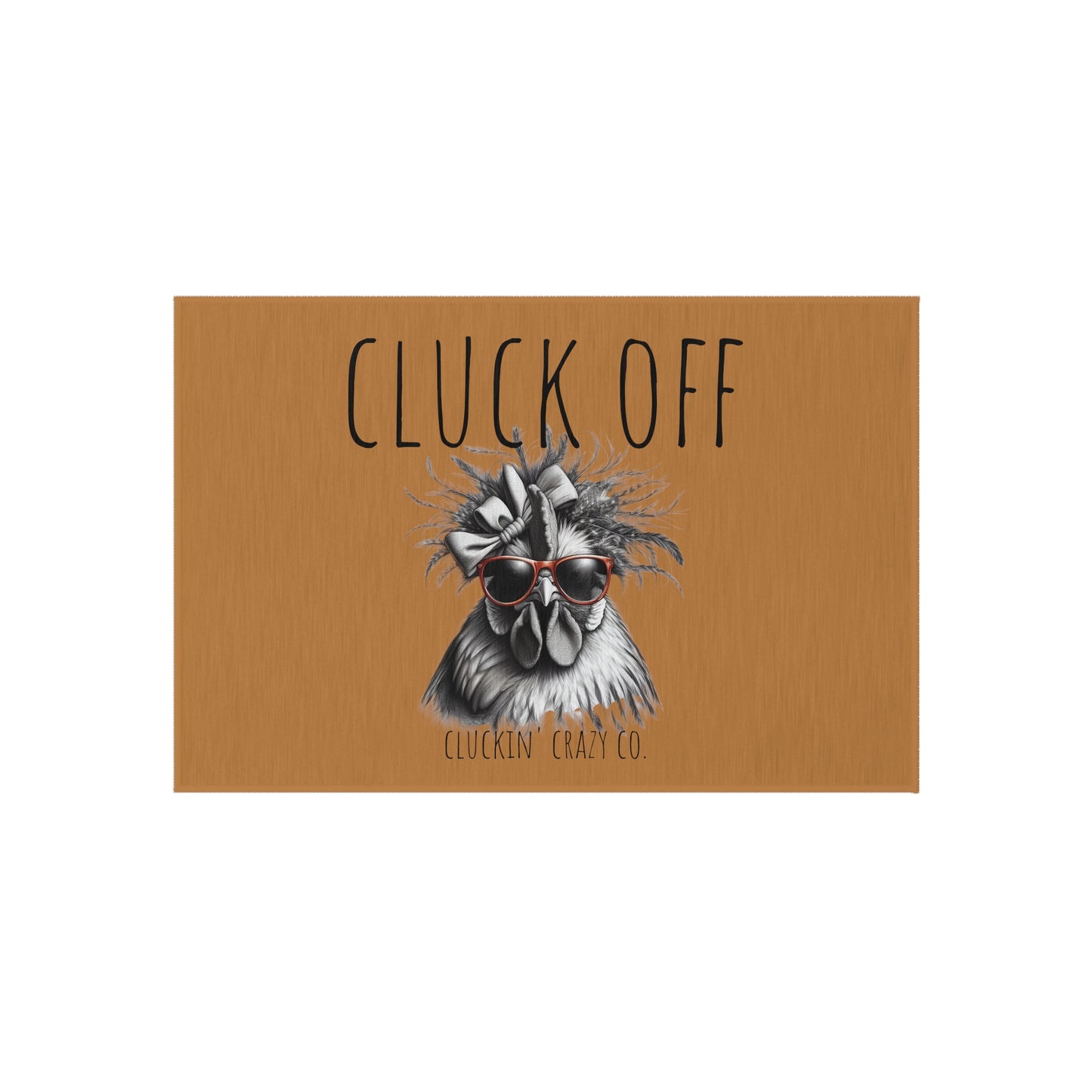 Funny "Cluck Off" Chicken Outdoor Rug - 24'' x 36''